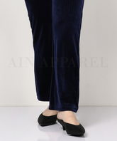 NAVY BLUE VELVET STRAIGHT PANT