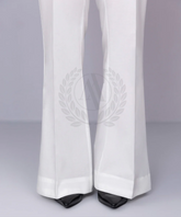 WHITE COTTON BOOT CUT PANT