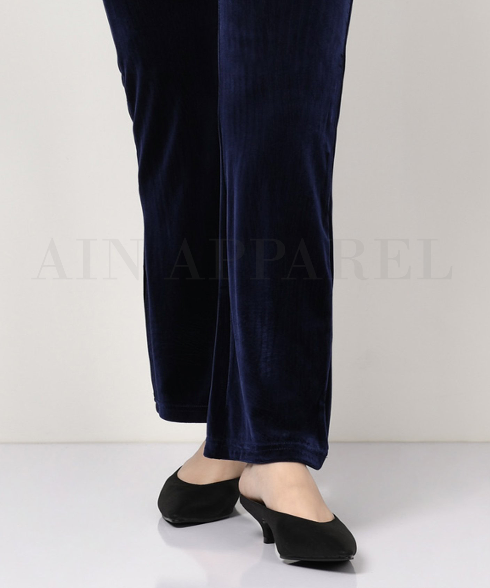 NAVY BLUE VELVET STRAIGHT PANT