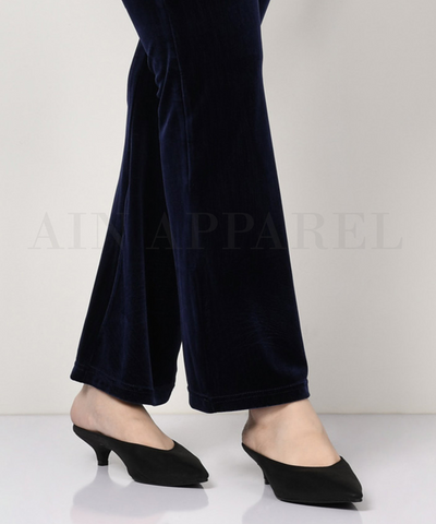NAVY BLUE VELVET STRAIGHT PANT