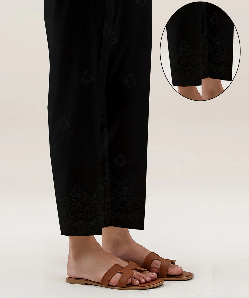 BLACK EMROIDERED STRAIGHT PANT - PRE BOOKING