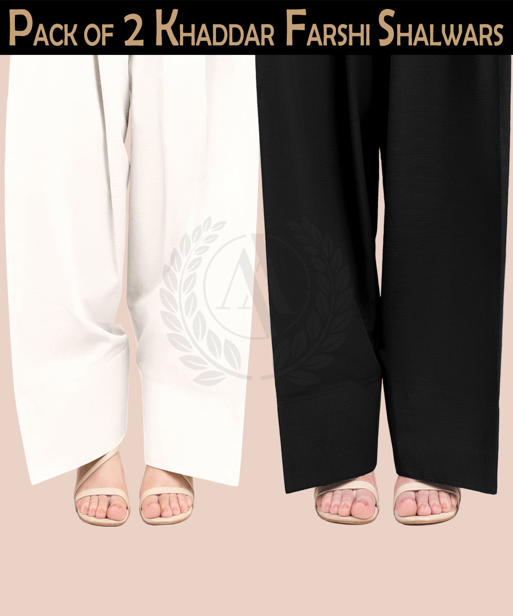 PACK OF 2 KHADDAR FARSHI SHALWARS
