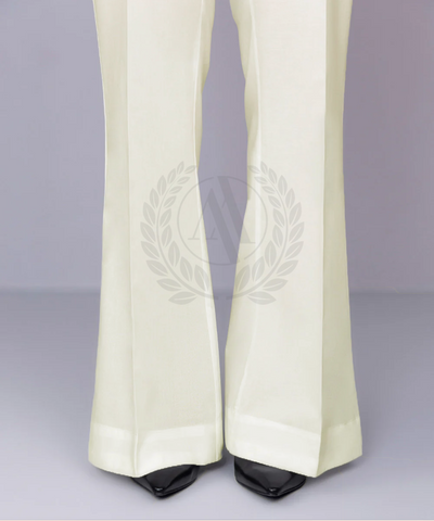 IVORY COTTON BOOT CUT PANT