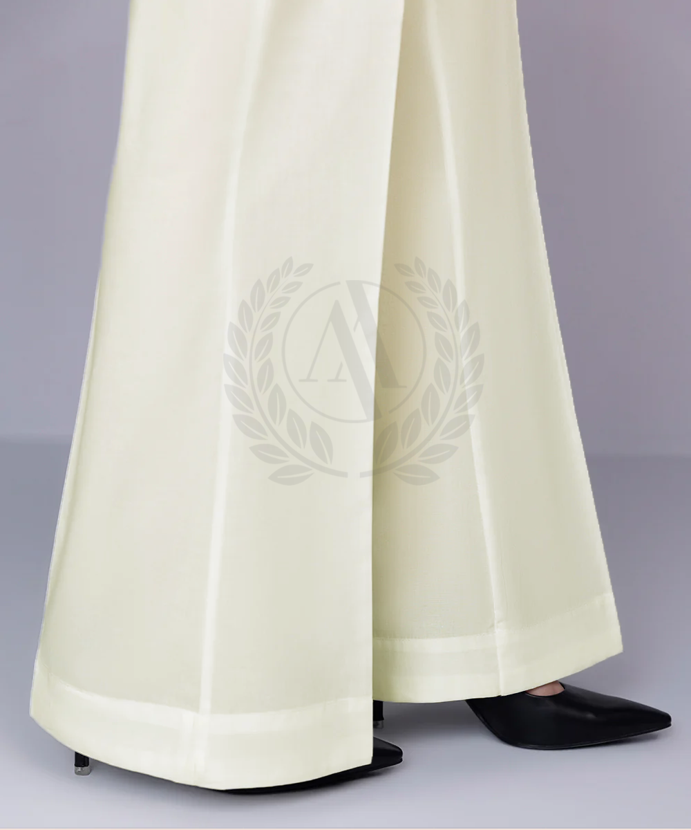IVORY COTTON BOOT CUT PANT