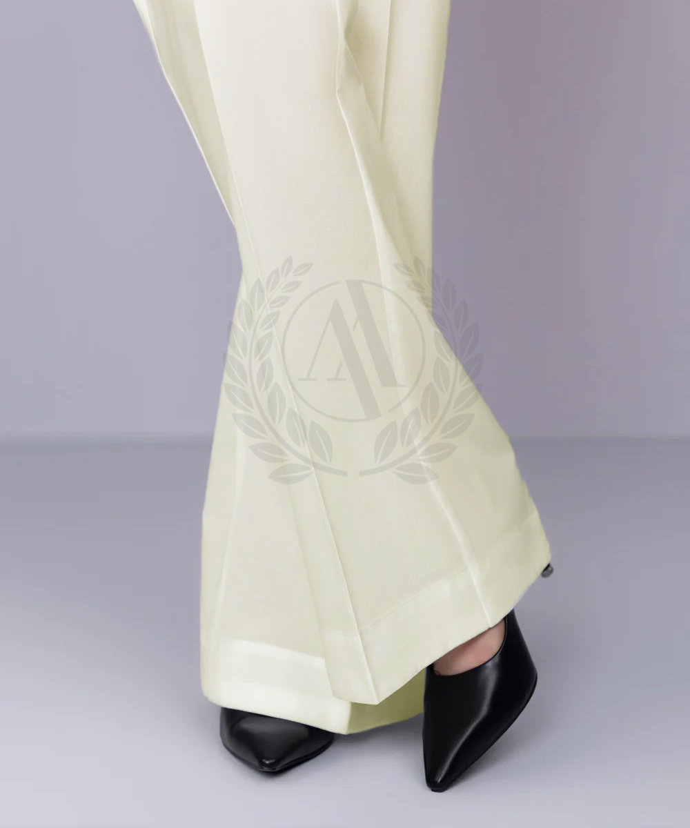IVORY COTTON BOOT CUT PANT