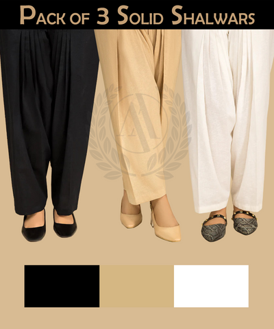 PACK OF 3 SOLID SHALWARS