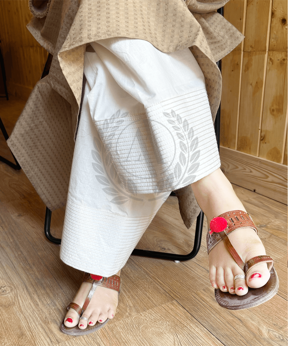 WHITE EMBROIDERED FARSHI SHALWAR