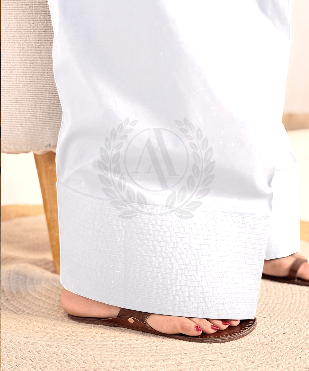 WHITE EMBROIDERED FARSHI SHALWAR