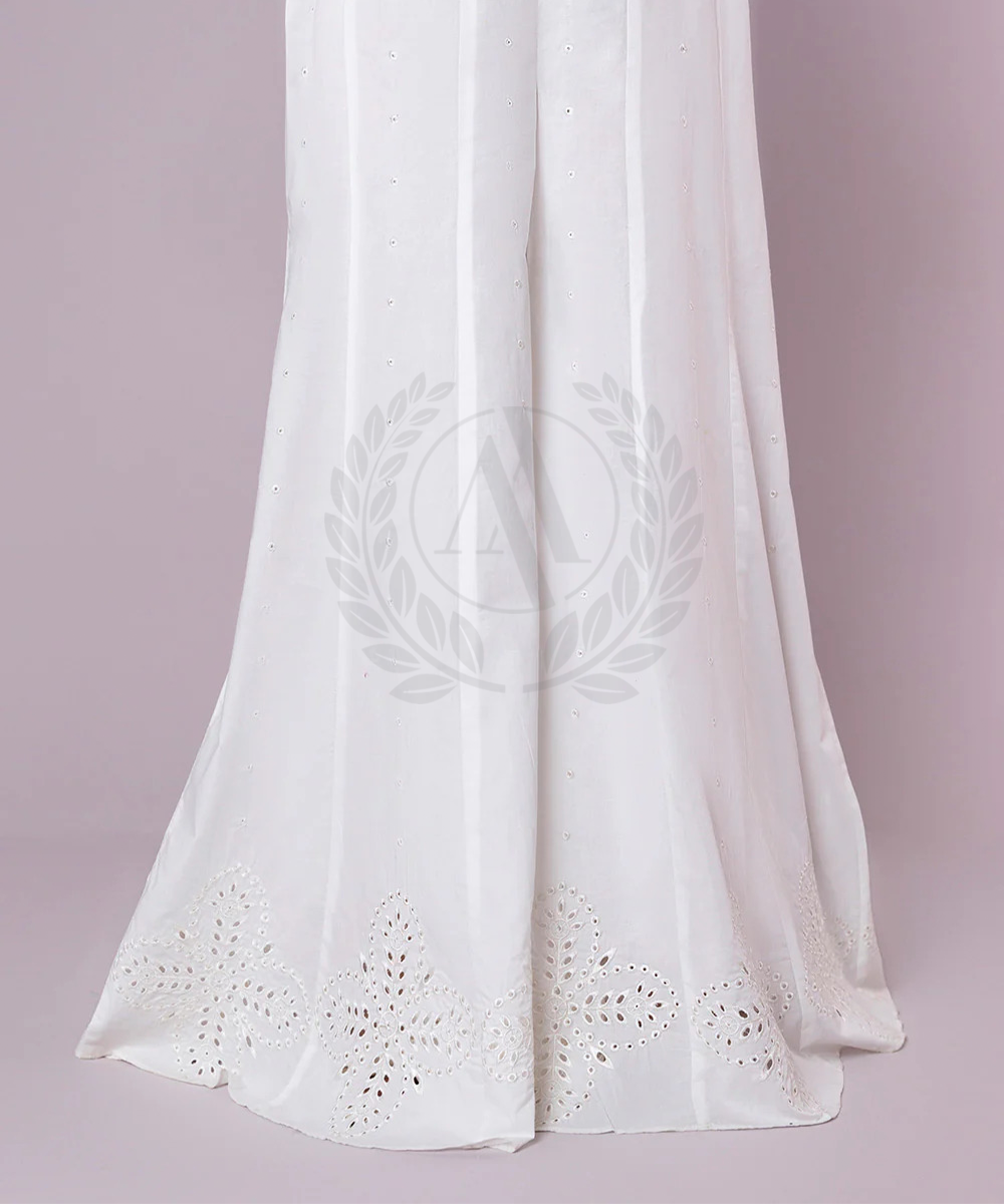 WHITE CHIKANKARI SHARARA PANT