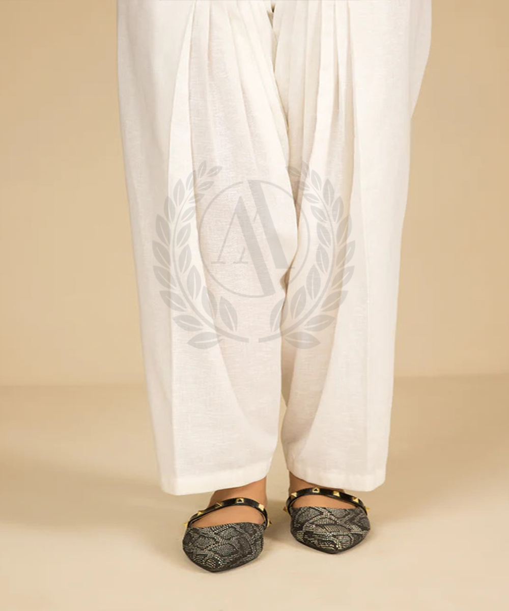 WHITE SOLID SHALWAR